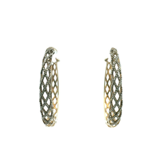 Gold Plated Sterling Silver Large Hoop Diamond Earrings