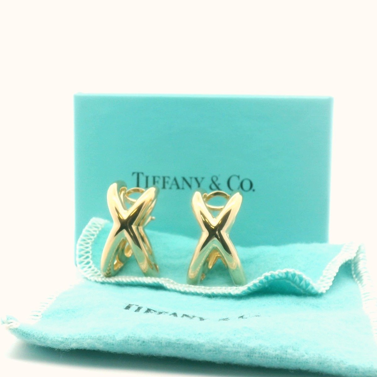 Tiffany & Co. Donald Clafin 18K Yellow Gold Double X Earrings