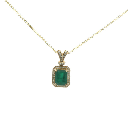 EFFY 14K Yellow Gold Natural Emerald & Diamond Necklace