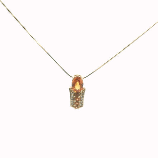EFFY 14K Yellow Gold Diamond & Orange Sapphire Necklace