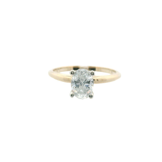14K Two Tone Gold GIA 0.80ct Natural Diamond F SI1 Engagement Ring