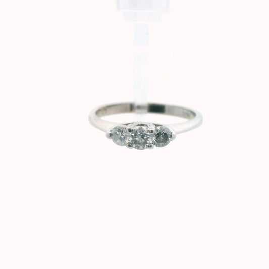 14K White Gold 3-Stone Diamond Engagement Ring