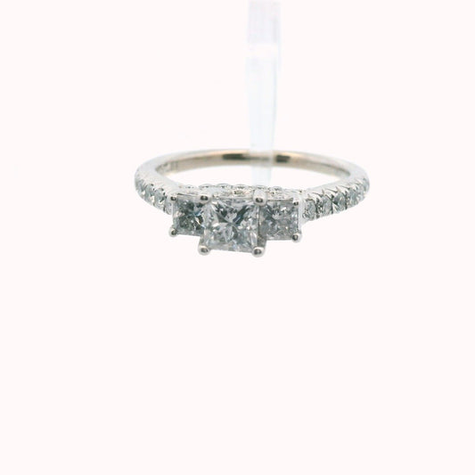 14K White Gold Natural Diamond Engagement Ring