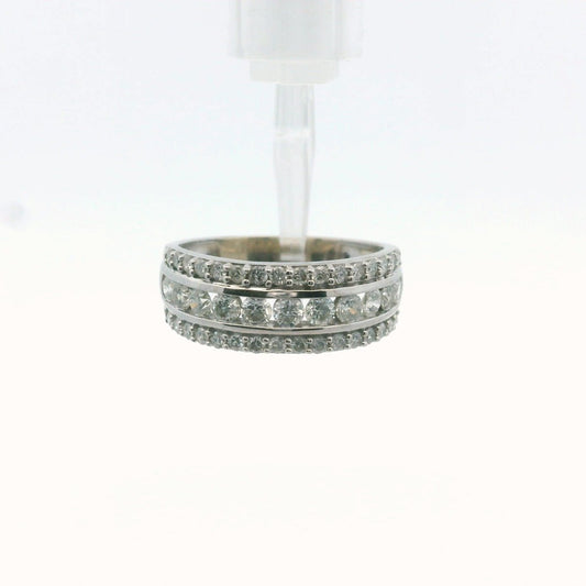Allure 14K White Gold 3-Row Diamond Wedding Band