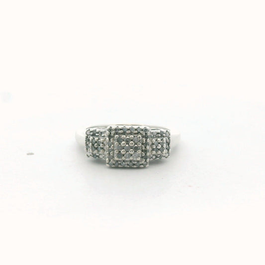 Sterling Silver 3-Tier Diamond Ring