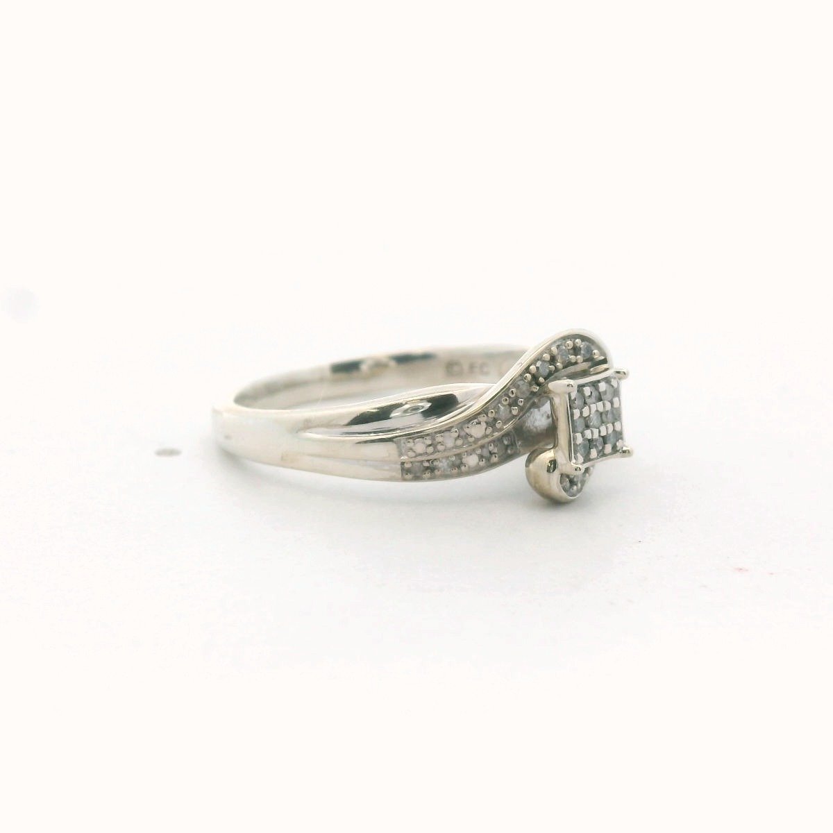 Sterling Silver Diamond Swirl Ring