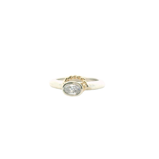 Pandora Sterling Silver & 14K Yellow Gold CZ Ring