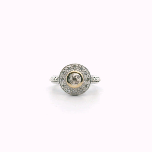 Sterling Silver & 18K Yellow Gold Diamond Ring