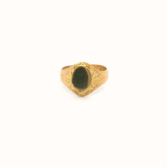 24K Yellow Gold Adjustable Child Signet Ring