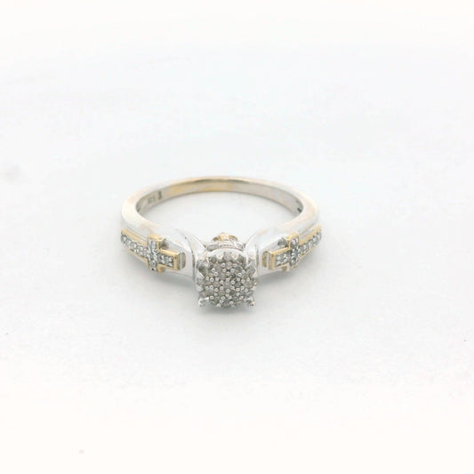 Sterling Silver Diamond Cross Ring