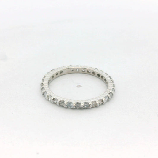14k White Gold Stackable Diamond Eternity Wedding Band