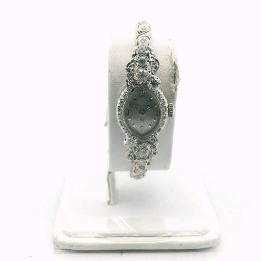 Bulova 14K White Gold Diamond Manual Wind Ladies Watch
