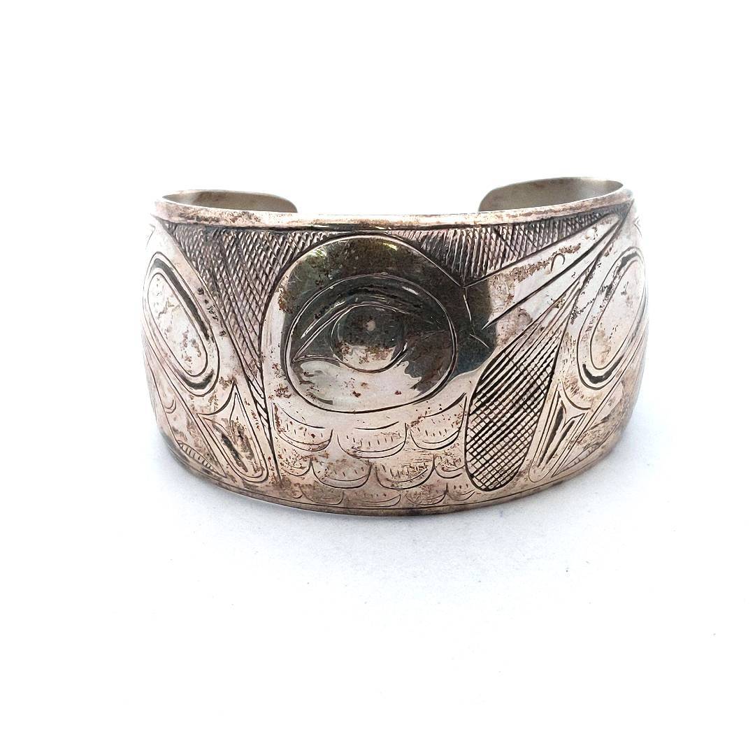 Sterling Silver Pacific Northwest Coast Cuff Bracelet