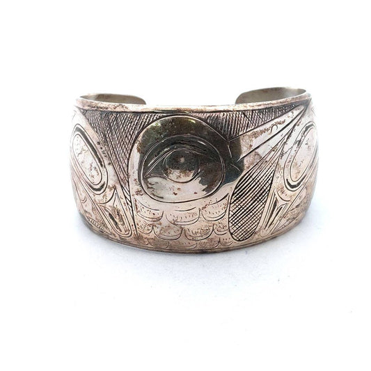 Sterling Silver Pacific Northwest Coast Cuff Bracelet