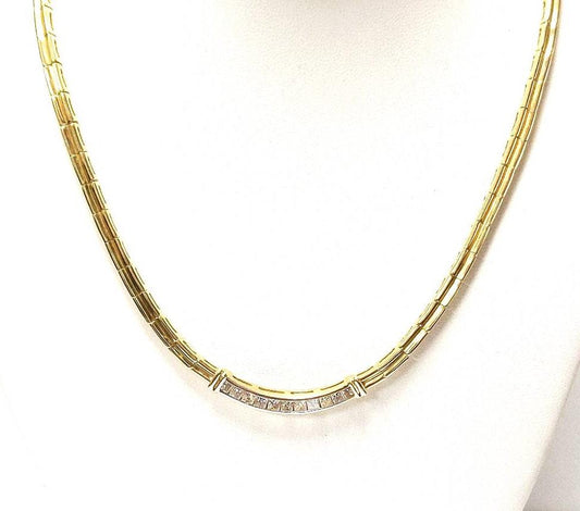 14K Yellow Gold Princess Cut Diamond Necklace