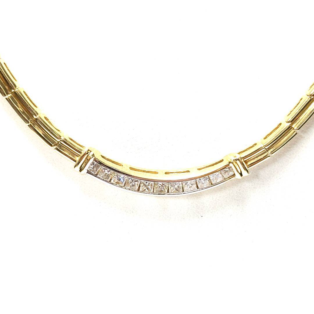 14K Yellow Gold Princess Cut Diamond Necklace