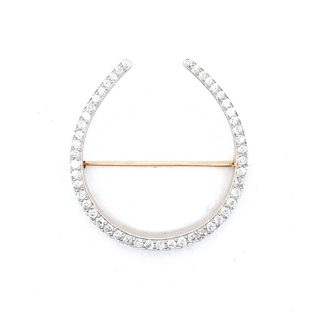 Antique 18K Gold & Platinum Diamond Horseshoe Brooch