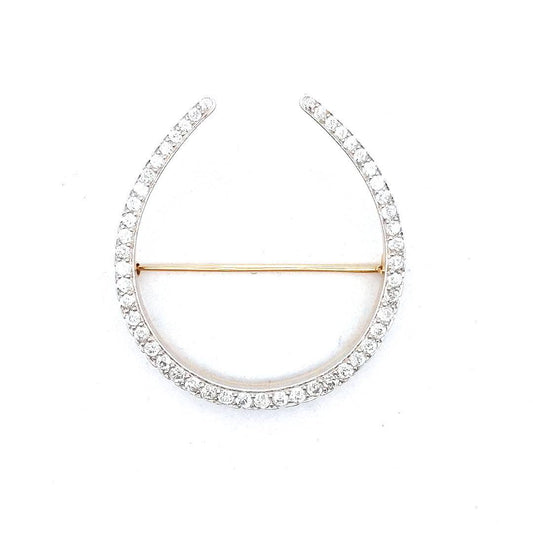 Antique 18K Gold & Platinum Diamond Horseshoe Brooch