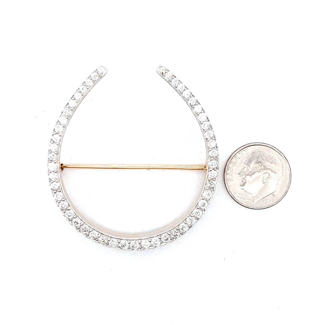 Antique 18K Gold & Platinum Diamond Horseshoe Brooch