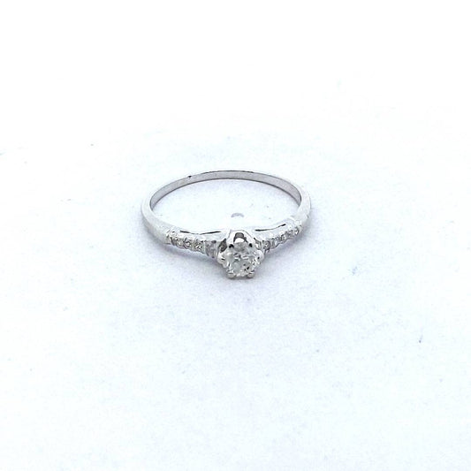 Vintage 14K White Gold 0.25ct Diamond Engagement Ring