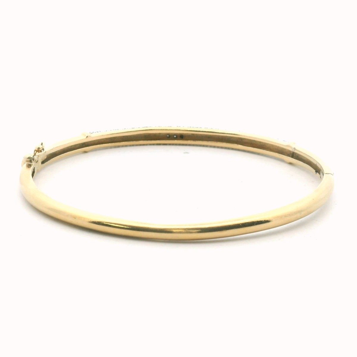 Sterling Silver Gold Plated Diamond Hinged Bangle