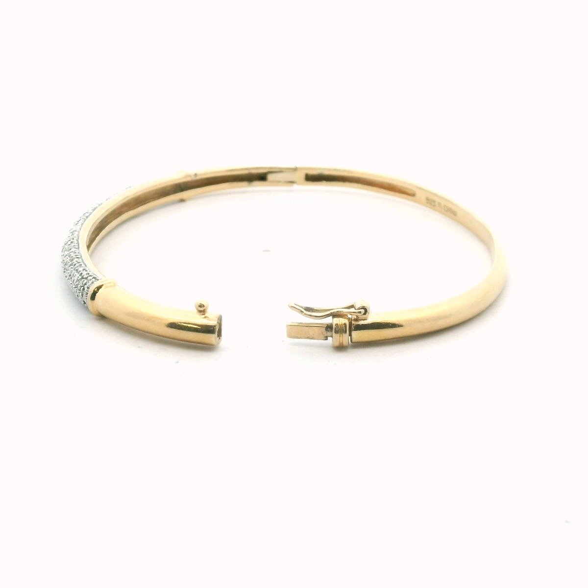 Sterling Silver Gold Plated Diamond Hinged Bangle