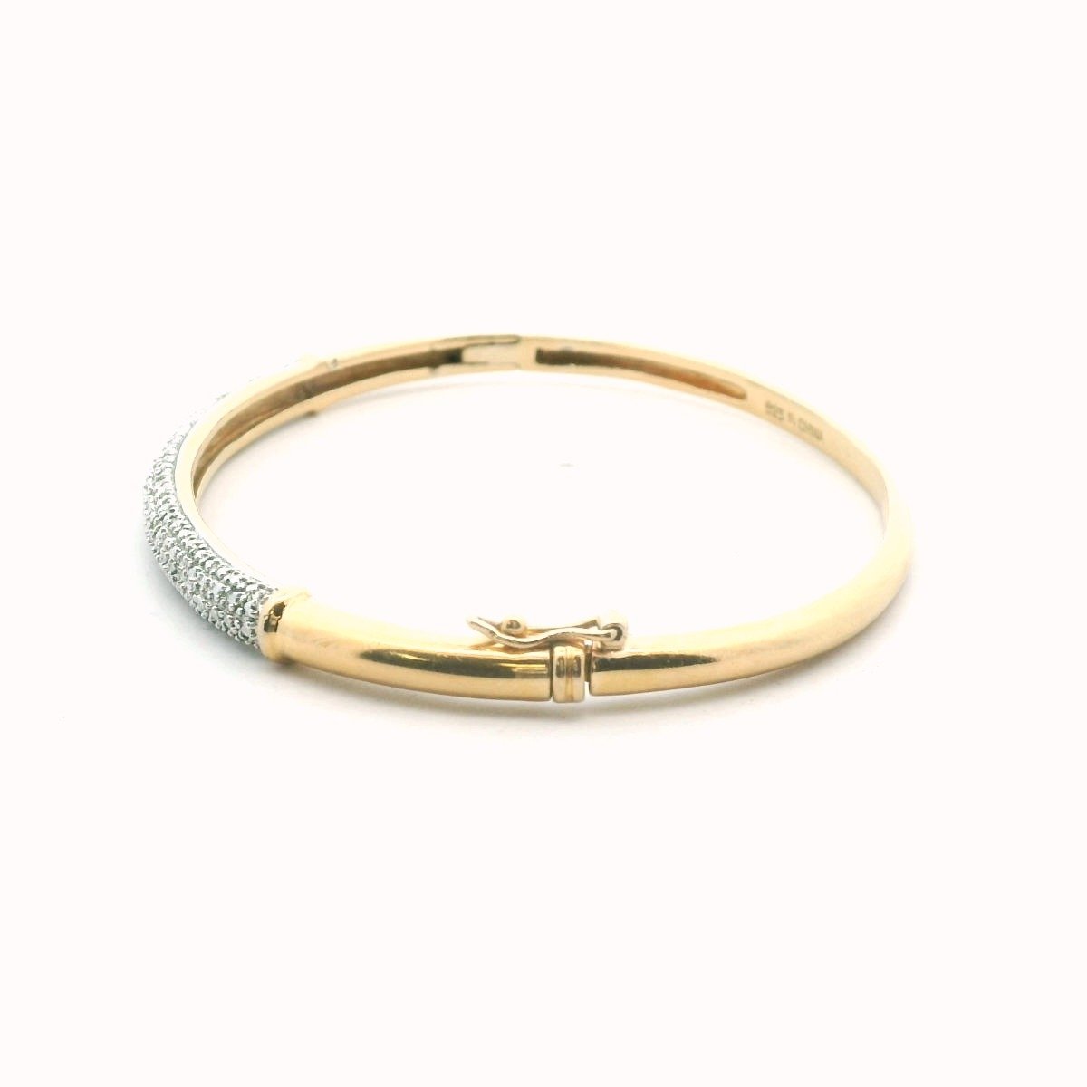Sterling Silver Gold Plated Diamond Hinged Bangle
