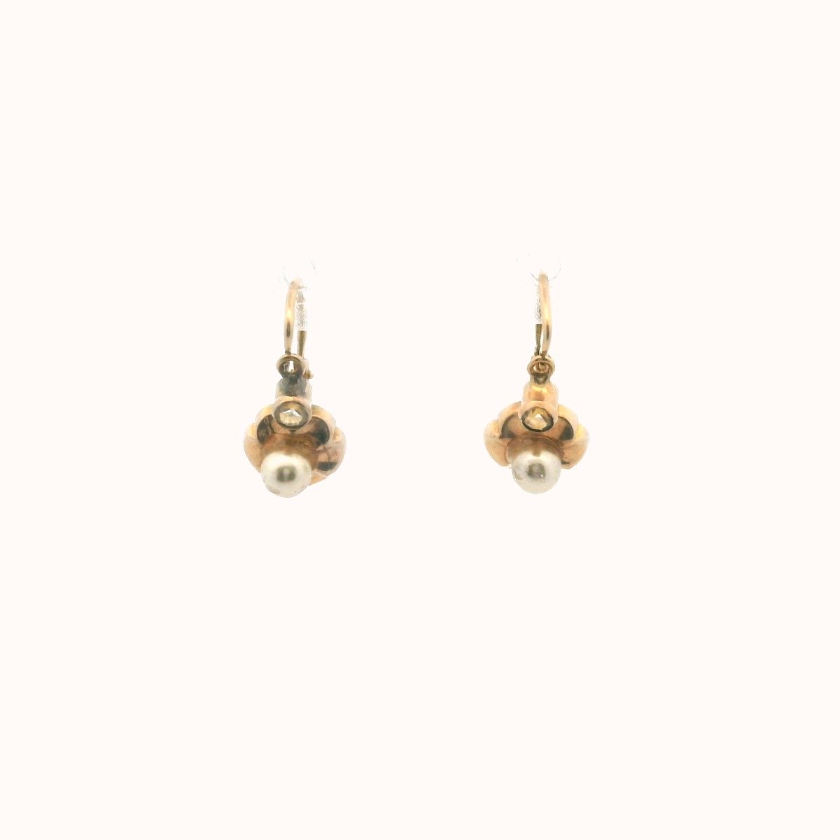 Antique 18K Yellow Gold Paste & Faux Pearl Earrings