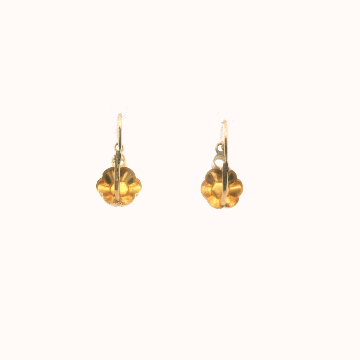 Antique 18K Yellow Gold Paste & Faux Pearl Earrings