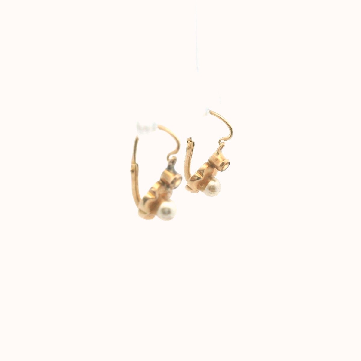 Antique 18K Yellow Gold Paste & Faux Pearl Earrings
