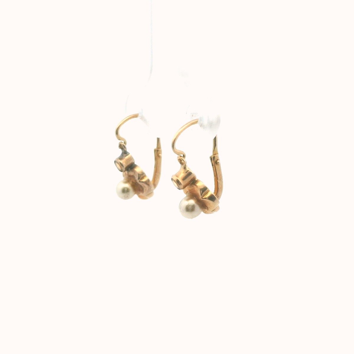 Antique 18K Yellow Gold Paste & Faux Pearl Earrings