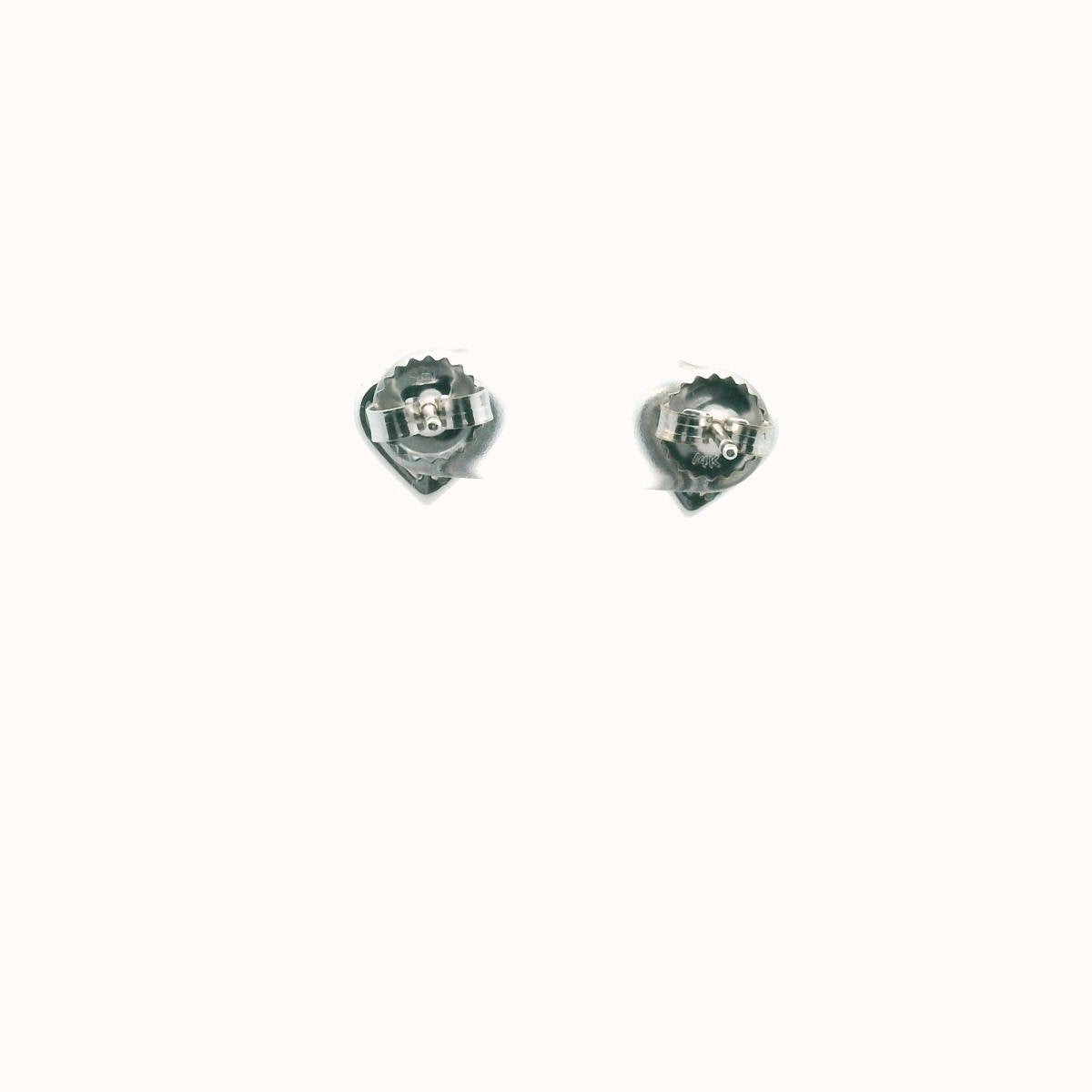 14K White Gold Diamond CLuster Heart Stud Earrings
