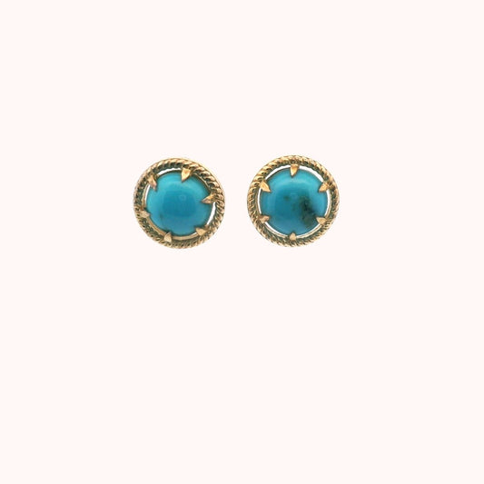 KHR Sterling Silver Gold Plated Turquoise Rope Design Earrings
