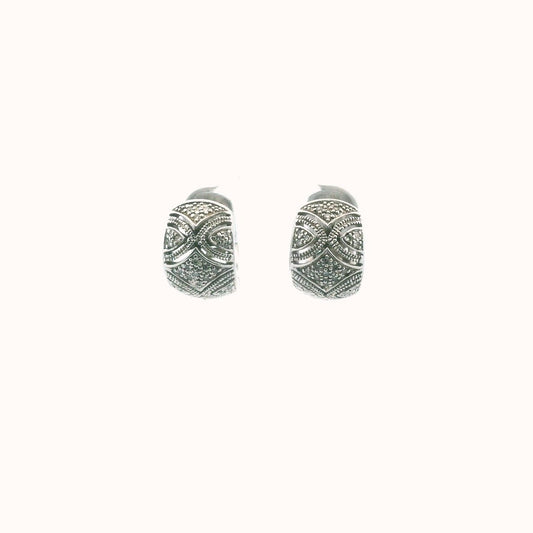 Sterling Silver Diamond Huggie Earrings