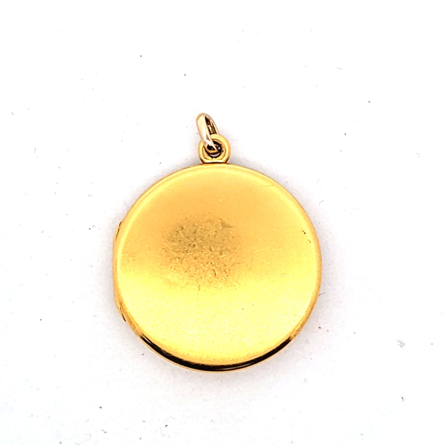 Art Noveau 14K Yellow Gold Diamond & Ruby Scrollwork Locket Pendant