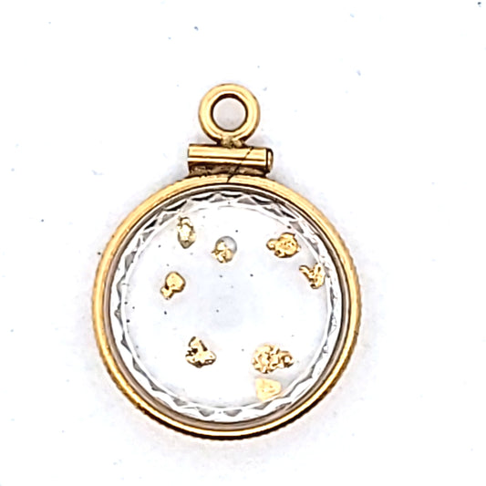 Vintage Gold Filled Floating Pendant With 22K-24K Prospector Gold Flakes