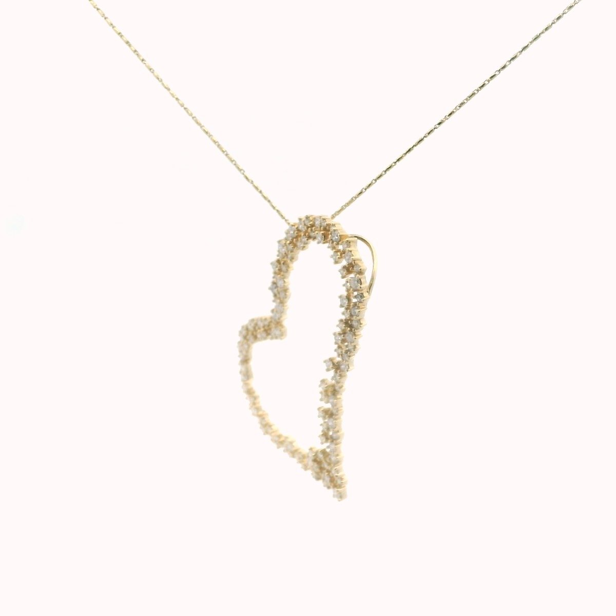 14K Yellow Gold Large Diamond Heart Necklace