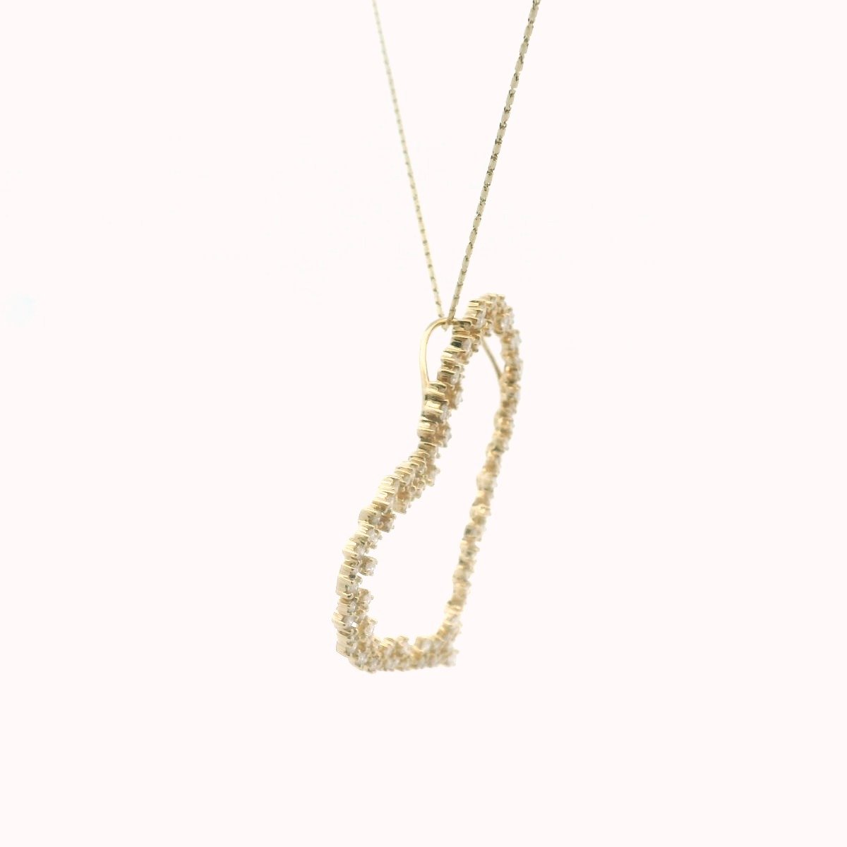 14K Yellow Gold Large Diamond Heart Necklace