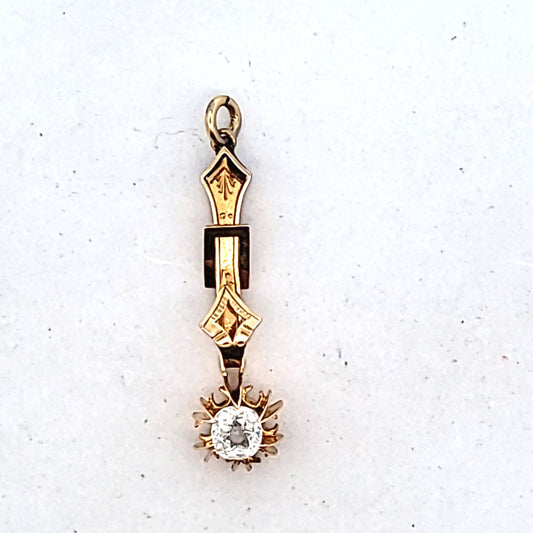 Antique 10K Yellow Gold Victorian Paste Pendant