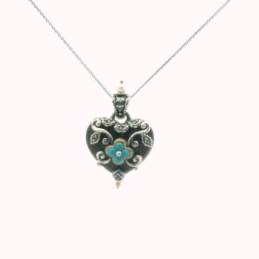 Bixby Sterling & 18K Gold Multi-Stone Pearl Heart Necklace