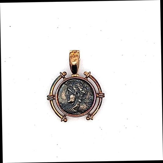 14K Yellow Gold & 900 Silver Reproduction Coin Pendant