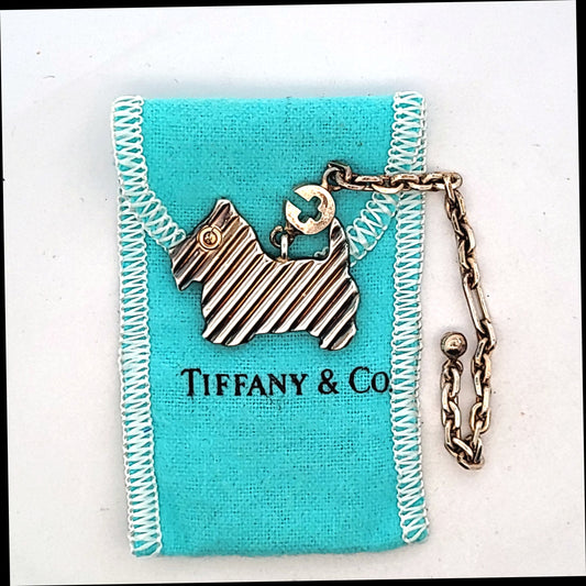 Rare Tiffany & Co. Sterling Silver & 18K Gold Scottish Terrier Key Chain
