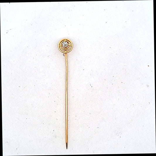 Antique 14K Yellow Gold Diamond Stick Pin