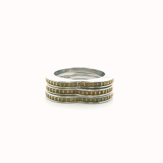 Set of 3 MLD Sterling Silver Champagne Diamond Stackable Heart Rings