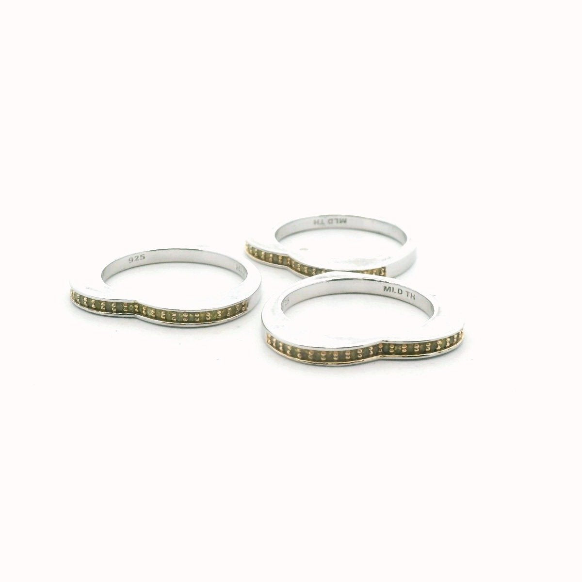 Set of 3 MLD Sterling Silver Champagne Diamond Stackable Heart Rings