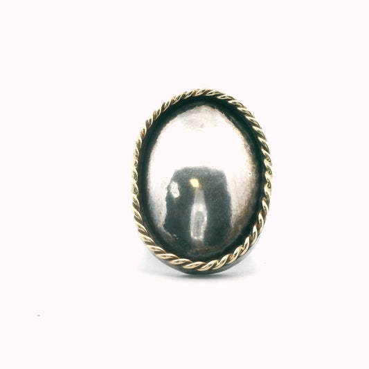 14K Yellow Gold & Sterling Silver Domed Ring