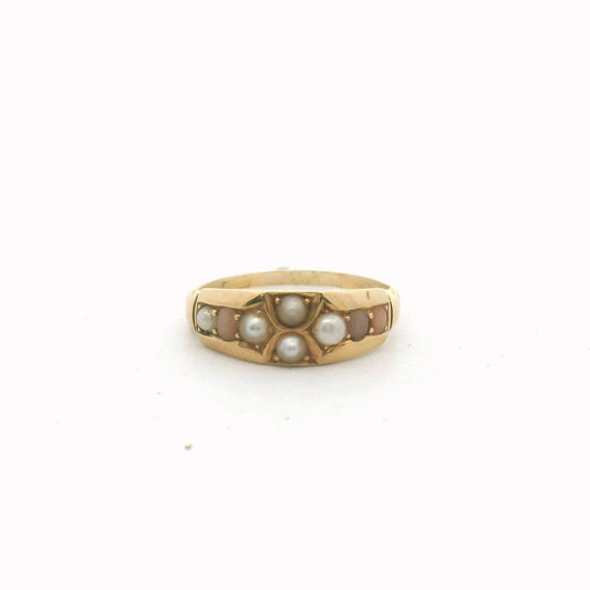 Antique 18K Yellow Gold Mixed Pearls & Conch Pearls Ring