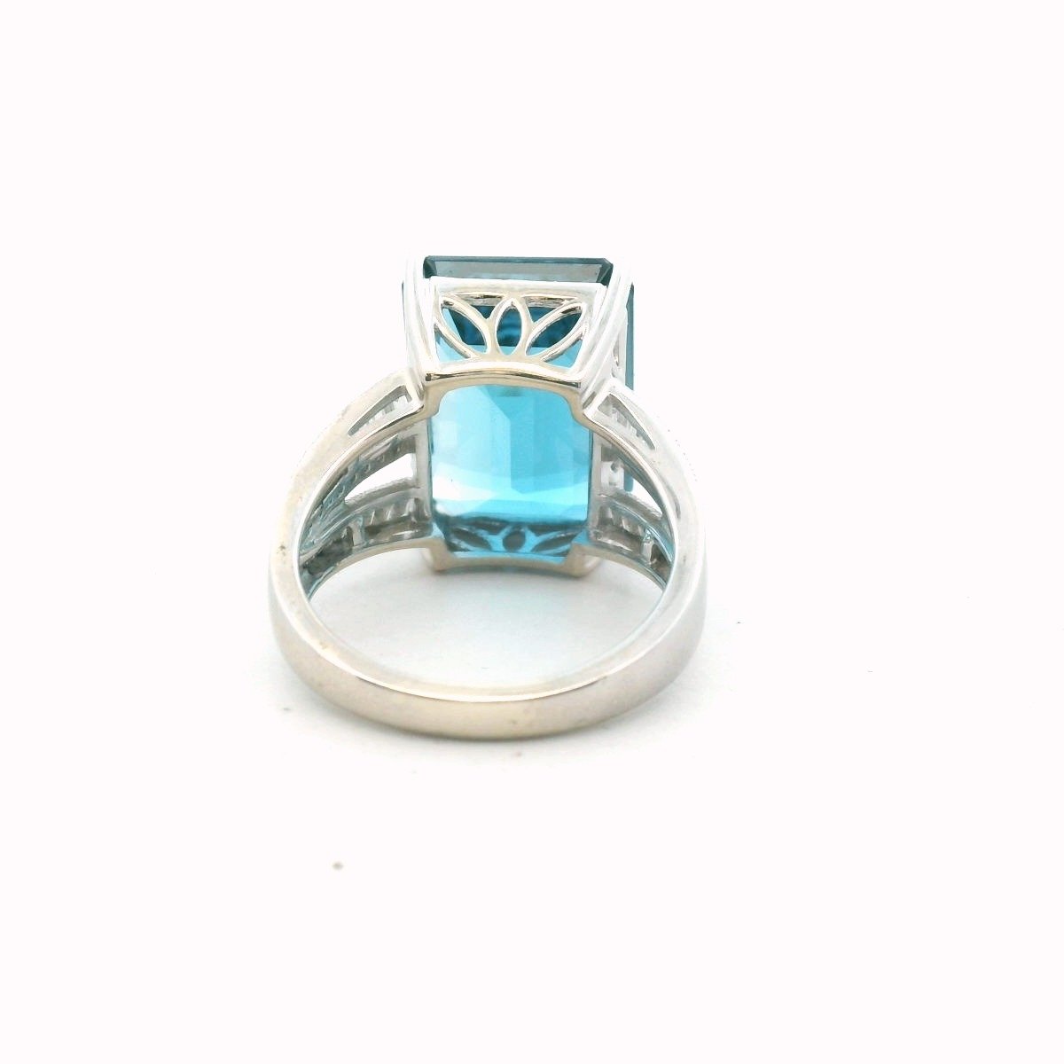 EFFY 14K White Gold London Blue Topaz Diamond Ring
