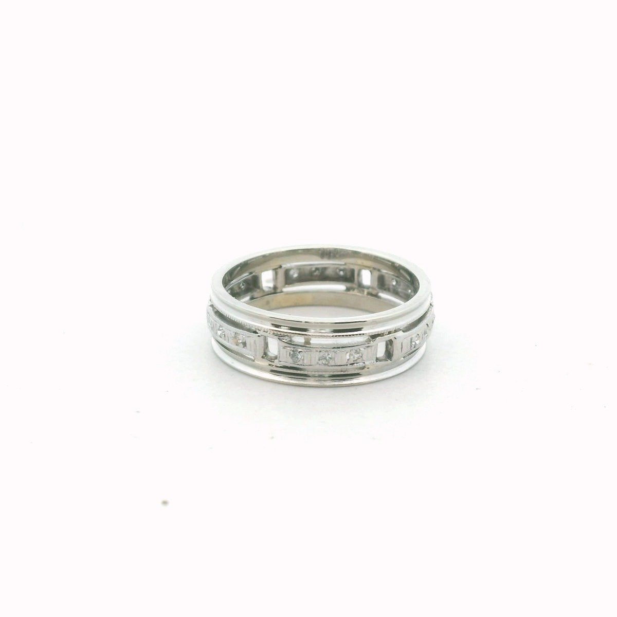 Vintage 14K White Gold Diamond Band