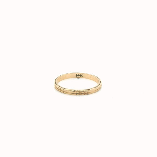 Vintage 14K Yellow Gold Carved Design Stackable Wedding Band